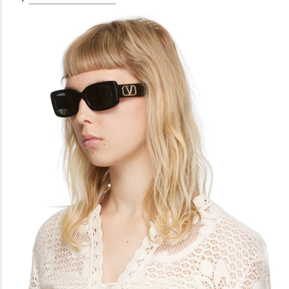 Valentino Rectangular Sunglasses (Black) - image 1